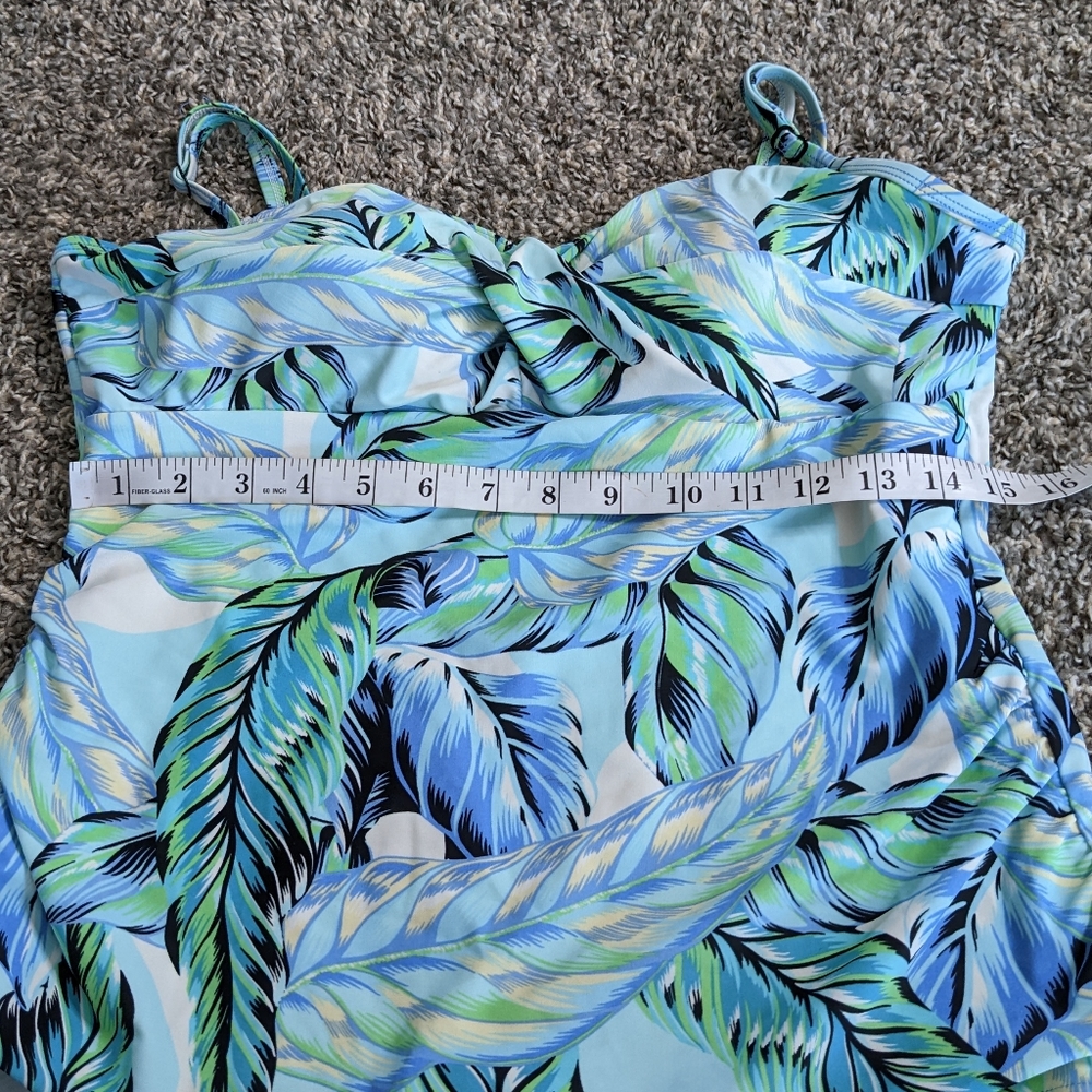 Croft & Barrow blue green foliage tankini swim top 14 - Picture 7 of 11